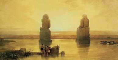 This early painting by David Roberts in 1838 shows how the site flooded regularly