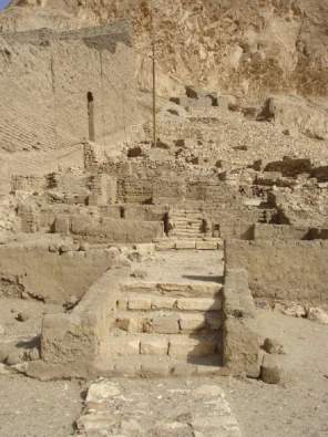 On the northern side of the Hathor Temple, the ruins of several other ancient temples rise up the hillside.