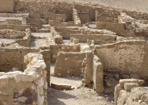 The foundations of the village houses are well preserved and run off both sides of a central street.