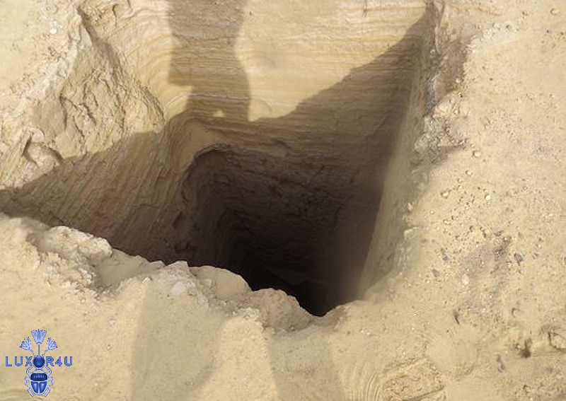 A burial shaft has been illegally excavated