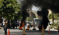 Tyres burn in Luxor