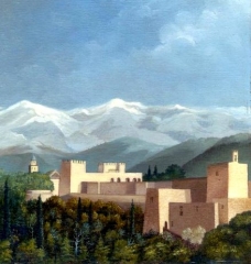 al Hamsa Palace - Grenada. Oil on Wood panel