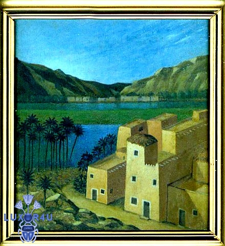 Nubian village.  Oil on wood