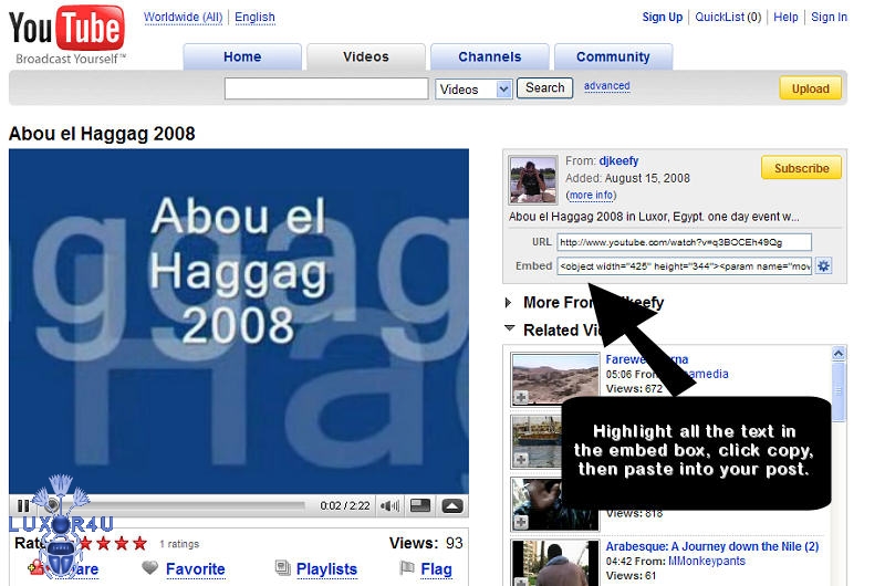 Posting Video's from YouTube