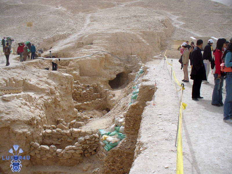 View south over workmens hut foundations