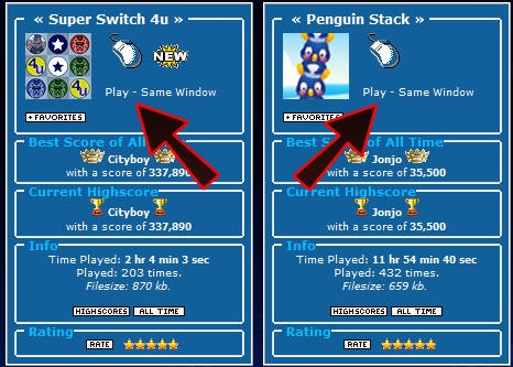 Games section - Play - Same Window